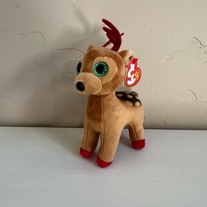 TY Brown and Red Deer Plush Toy